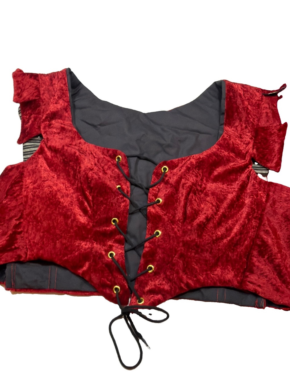 RED velvet Renaissance pirate Corset LACED front VEST Handmade women’s PLUS 2X